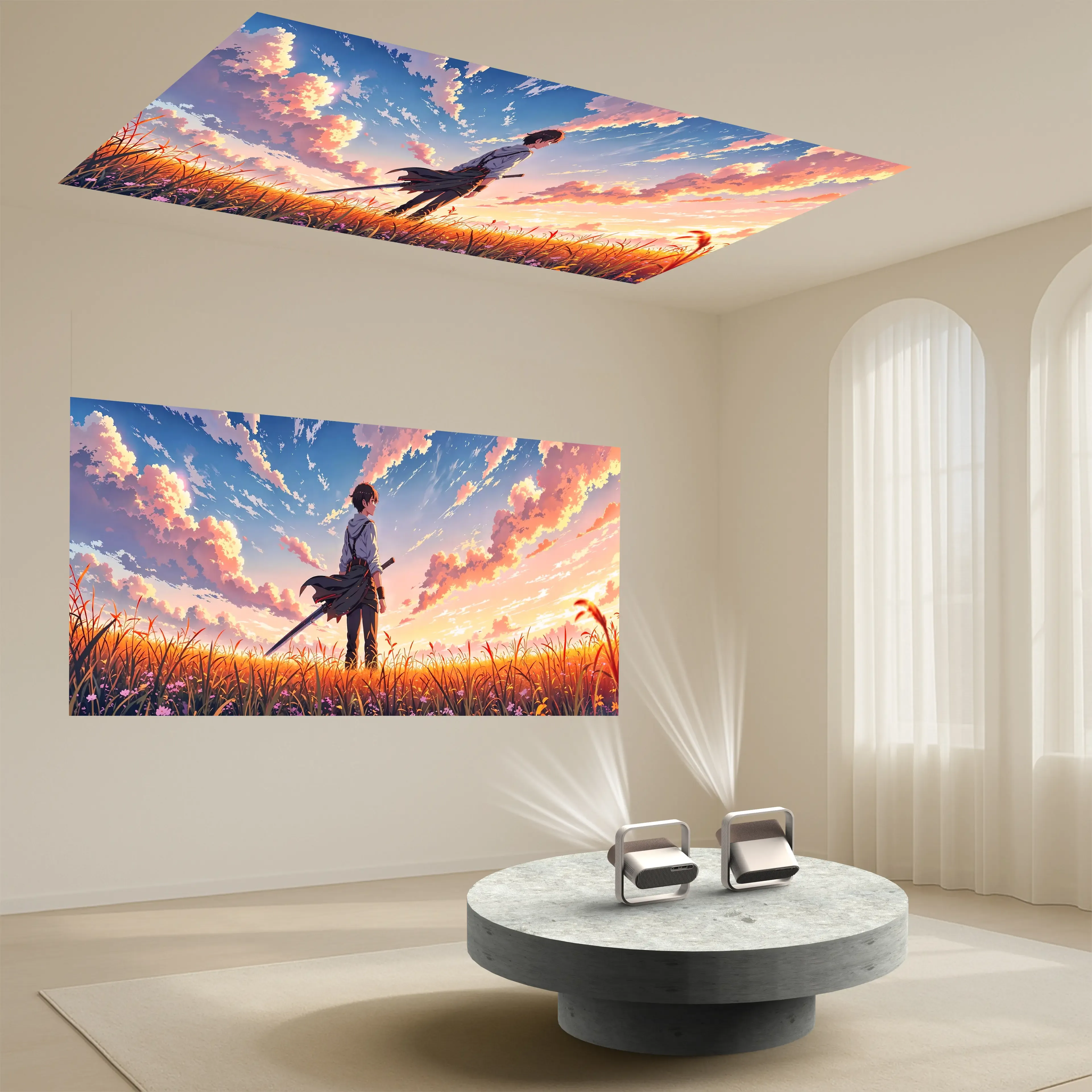 velec LUNA ONE foldable gimbal projector for wall and ceiling projection